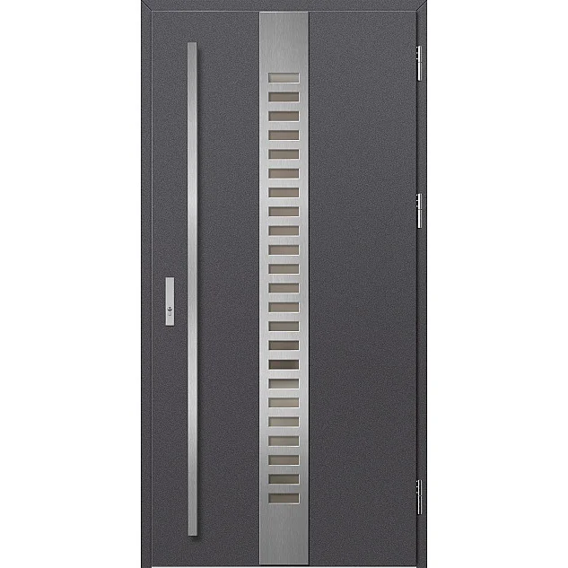 Ocelové vchodové dveře - SELTERS 1 - Hladký Antracit, Label Inox Ocelové vchodové dveře - SELTERS 1 - Hladký Antracit, Label Inox