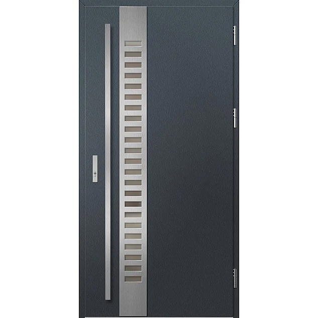 Ocelové vchodové dveře - SELTERS 2 - Antracit Struktura, Label Inox Ocelové vchodové dveře ERKADO - SELTERS 2 - Antracit Struktura, Label Inox