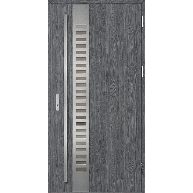 Ocelové vchodové dveře - SELTERS 2 - Dub Antracit, Label Inox Ocelové vchodové dveře ERKADO - SELTERS 2 - Dub Antracit, Label Inox