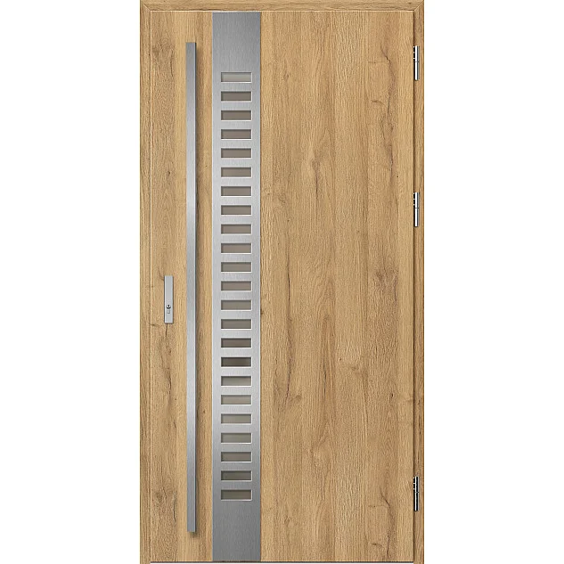 Ocelové vchodové dveře - SELTERS 2 - Dub Natur, Label Inox Ocelové vchodové dveře ERKADO - SELTERS 2 - Dub Natur, Label Inox