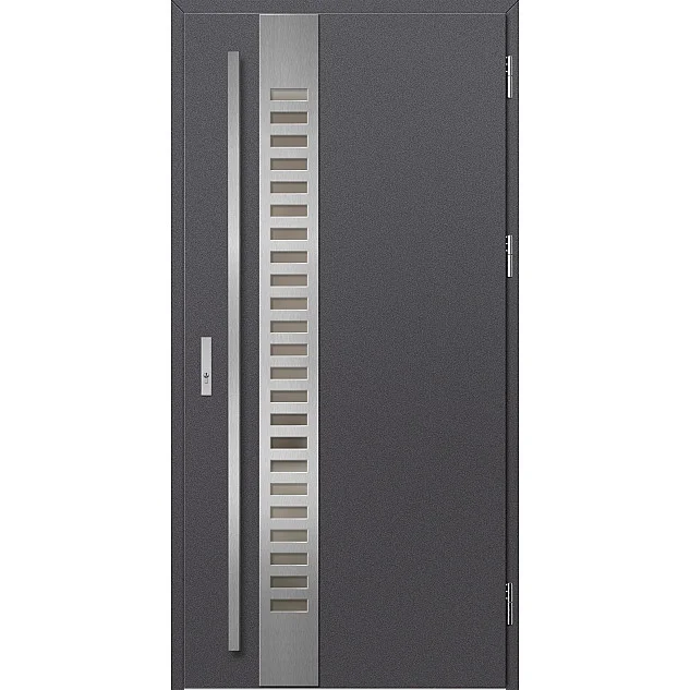 Ocelové vchodové dveře - SELTERS 2 - Hladký Antracit, Label Inox Ocelové vchodové dveře - SELTERS 2 - Hladký Antracit, Label Inox