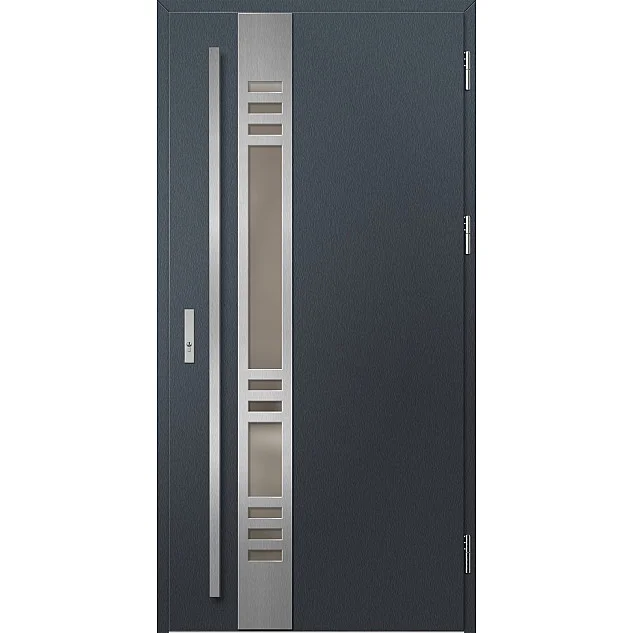 Ocelové vchodové dveře - SELTERS 3 - Antracit Struktura, Label Inox Ocelové vchodové dveře ERKADO - SELTERS 3 - Antracit Struktura, Label Inox