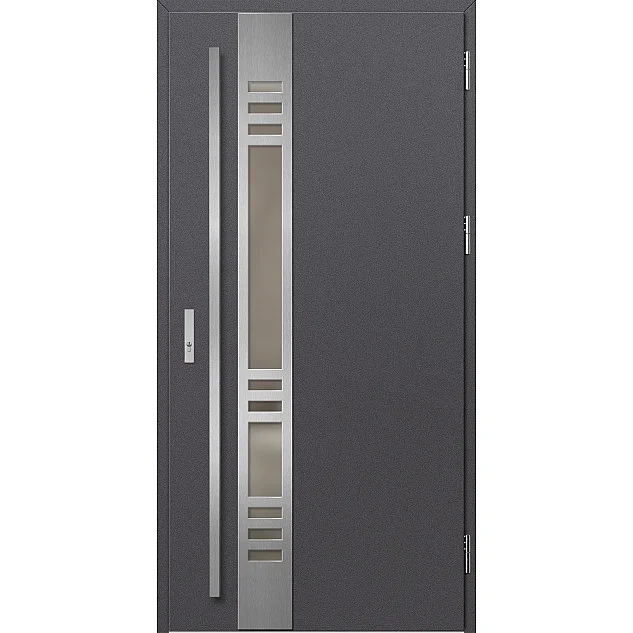 Ocelové vchodové dveře - SELTERS 3 - Hladký Antracit, Label Inox Ocelové vchodové dveře - SELTERS 3 - Hladký Antracit, Label Inox