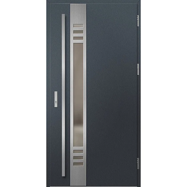 Ocelové vchodové dveře - SELTERS 4 - Antracit Struktura, Label Inox Ocelové vchodové dveře ERKADO - SELTERS 4 - Antracit Struktura, Label Inox