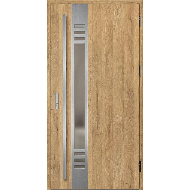 Ocelové vchodové dveře - SELTERS 4 - Dub Natur, Label Inox Ocelové vchodové dveře ERKADO - SELTERS 4 - Dub Natur, Label Inox