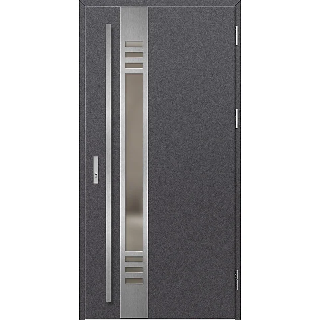 Ocelové vchodové dveře - SELTERS 4 - Hladký Antracit, Label Inox Ocelové vchodové dveře - SELTERS 4 - Hladký Antracit, Label Inox