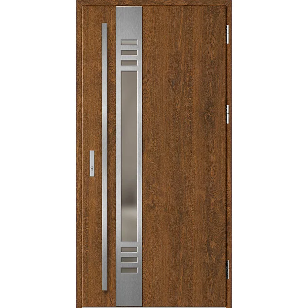 Ocelové vchodové dveře - SELTERS 4 - Ořech, Label Inox Ocelové vchodové dveře ERKADO - SELTERS 4 - Ořech, Label Inox