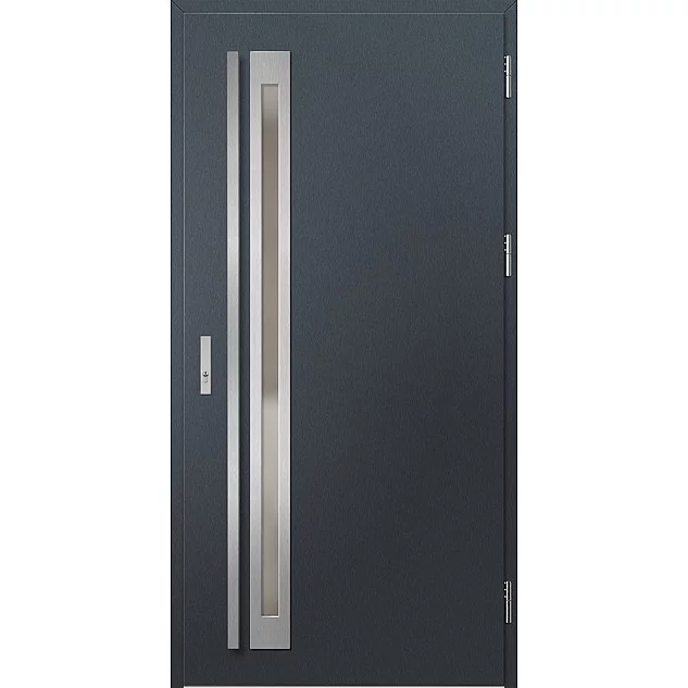 Ocelové vchodové dveře - TREBUR 1 - Antracit Struktura, Label Inox Ocelové vchodové dveře ERKADO - TREBUR 1 - Antracit Struktura, Label Inox