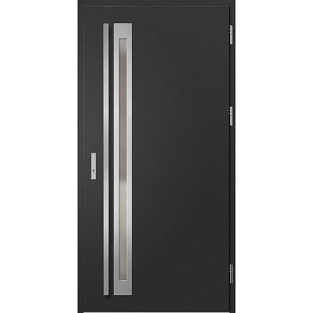 Ocelové vchodové dveře - TREBUR 1 - Černá, Label Inox Ocelové vchodové dveře ERKADO - TREBUR 1 - Černá, Label Inox
