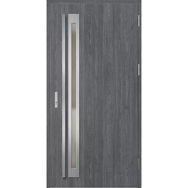 Ocelové vchodové dveře - TREBUR 1 - Dub Antracit, Label Inox Ocelové vchodové dveře ERKADO - TREBUR 1 - Dub Antracit, Label Inox