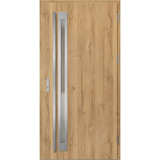 Ocelové vchodové dveře - TREBUR 1 - Dub Natur, Label Inox Ocelové vchodové dveře ERKADO - TREBUR 1 - Dub Natur, Label Inox