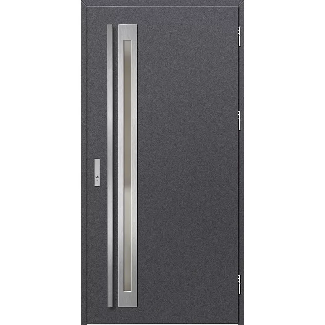 Ocelové vchodové dveře - TREBUR 1 - Hladký Antracit, Label Inox Ocelové vchodové dveře ERKADO - TREBUR 1 - Hladký Antracit, Label Inox
