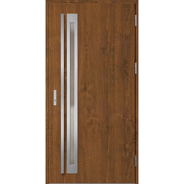 Ocelové vchodové dveře - TREBUR 1 - Ořech, Label Inox Ocelové vchodové dveře ERKADO - TREBUR 1 - Ořech, Label Inox