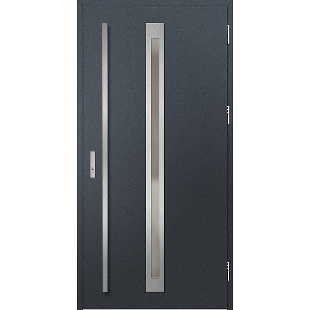 Ocelové vchodové dveře - TREBUR 2 - Antracit Struktura, Label Inox Ocelové vchodové dveře ERKADO - TREBUR 2 - Antracit Struktura, Label Inox