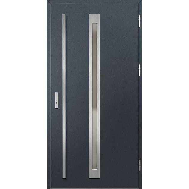 Ocelové vchodové dveře - TREBUR 2 - Antracit Struktura, Label Inox Ocelové vchodové dveře ERKADO - TREBUR 2 - Antracit Struktura, Label Inox