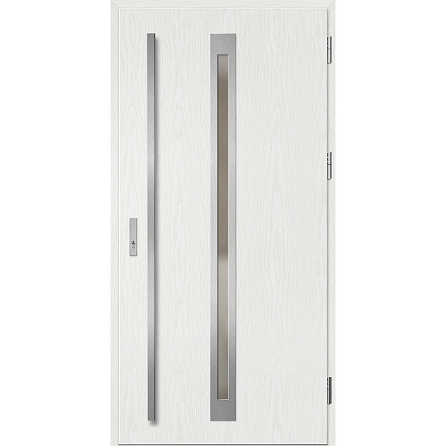Ocelové vchodové dveře - TREBUR 2 - Borovice Bílá, Label Inox Ocelové vchodové dveře ERKADO - TREBUR 2 - Borovice Bílá, Label Inox