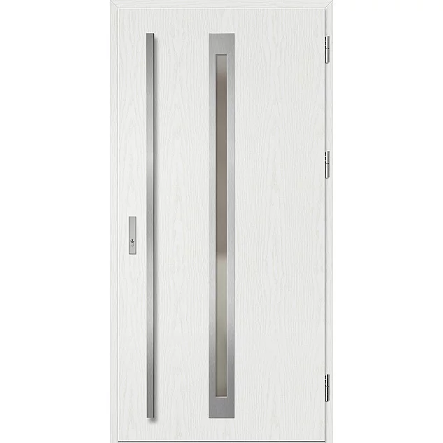 Ocelové vchodové dveře - TREBUR 2 - Borovice Bílá, Label Inox Ocelové vchodové dveře ERKADO - TREBUR 2 - Borovice Bílá, Label Inox