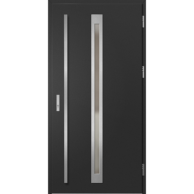 Ocelové vchodové dveře - TREBUR 2 - Černá, Label Inox Ocelové vchodové dveře ERKADO - TREBUR 2 - Černá, Label Inox