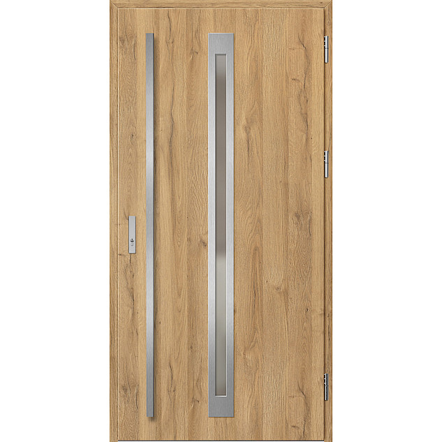 Ocelové vchodové dveře - TREBUR 2 - Dub Natur, Label Inox Ocelové vchodové dveře ERKADO - TREBUR 2 - Dub Natur, Label Inox