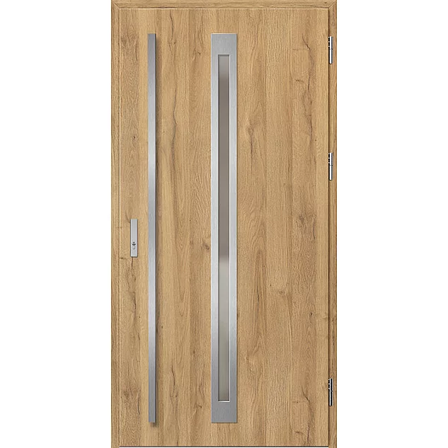 Ocelové vchodové dveře - TREBUR 2 - Dub Natur, Label Inox Ocelové vchodové dveře ERKADO - TREBUR 2 - Dub Natur, Label Inox