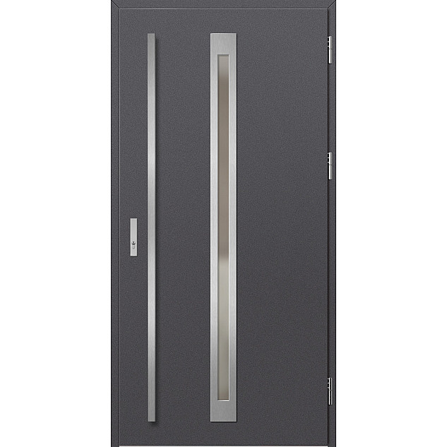 Ocelové vchodové dveře - TREBUR 2 - Hladký Antracit, Label Inox Ocelové vchodové dveře ERKADO - TREBUR 2 - Hladký Antracit, Label Inox