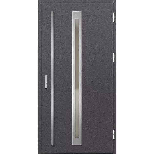 Ocelové vchodové dveře - TREBUR 2 - Hladký Antracit, Label Inox Ocelové vchodové dveře ERKADO - TREBUR 2 - Hladký Antracit, Label Inox