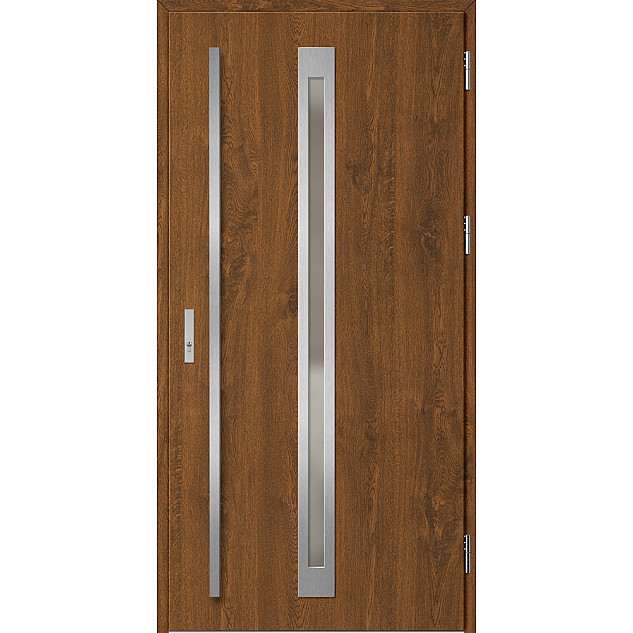 Ocelové vchodové dveře - TREBUR 2 - Ořech, Label Inox Ocelové vchodové dveře ERKADO - TREBUR 2 - Ořech, Label Inox