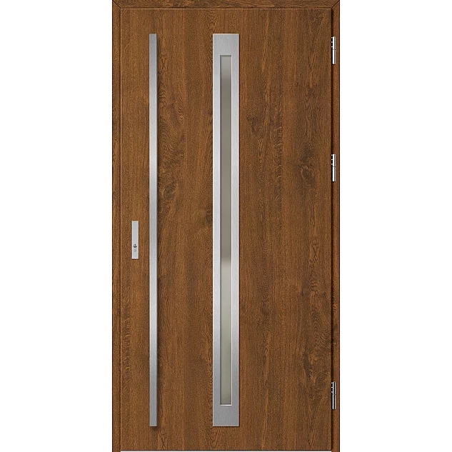 Ocelové vchodové dveře - TREBUR 2 - Ořech, Label Inox Ocelové vchodové dveře ERKADO - TREBUR 2 - Ořech, Label Inox