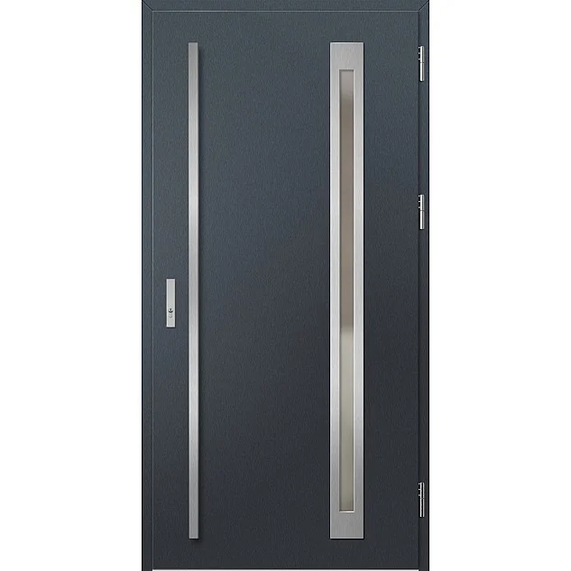 Ocelové vchodové dveře - TREBUR 3 - Antracit Struktura, Label Inox Ocelové vchodové dveře ERKADO - TREBUR 3 - Antracit Struktura, Label Inox