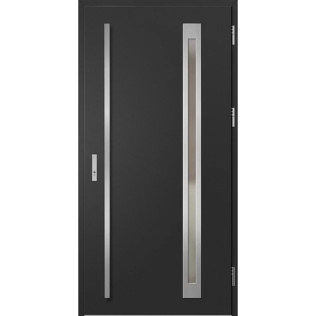 Ocelové vchodové dveře - TREBUR 3 - Černá, Label Inox Ocelové vchodové dveře ERKADO - TREBUR 3 - Černá, Label Inox