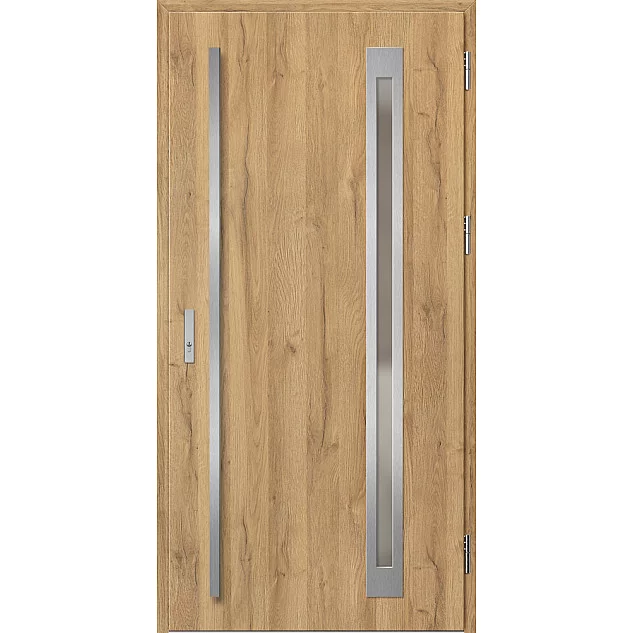 Ocelové vchodové dveře - TREBUR 3 - Dub Natur, Label Inox Ocelové vchodové dveře ERKADO - TREBUR 3 - Dub Natur, Label Inox