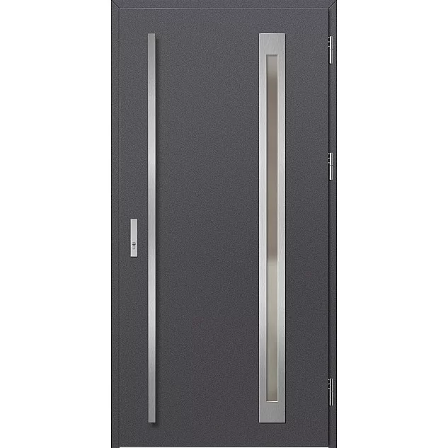 Ocelové vchodové dveře - TREBUR 3 - Hladký Antracit, Label Inox Ocelové vchodové dveře ERKADO - TREBUR 3 - Hladký Antracit, Label Inox