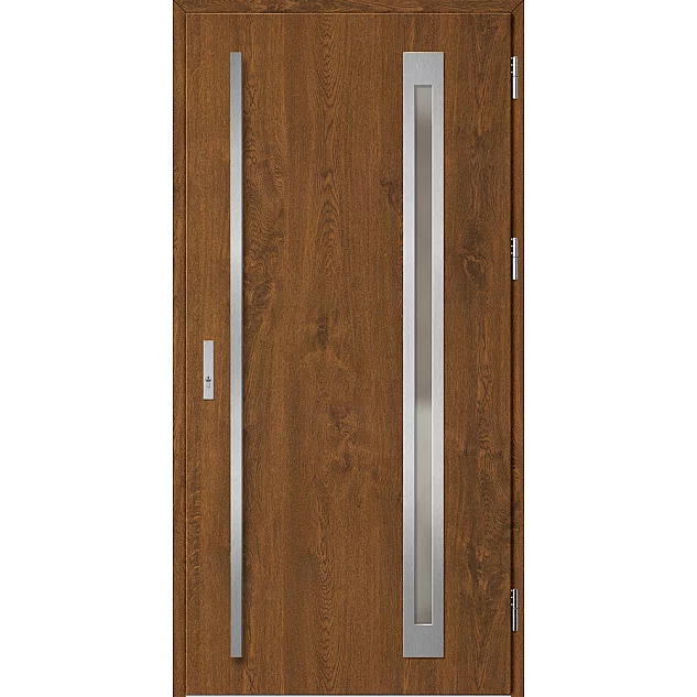 Ocelové vchodové dveře - TREBUR 3 - Ořech, Label Inox Ocelové vchodové dveře ERKADO - TREBUR 3 - Ořech, Label Inox