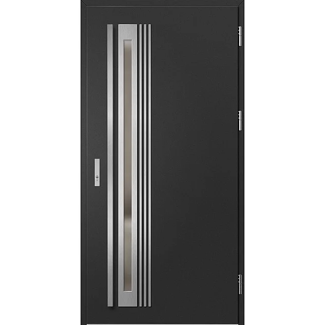 Ocelové vchodové dveře - TREBUR 4 - Černá, Label Inox Ocelové vchodové dveře ERKADO - TREBUR 4 - Černá, Label Inox