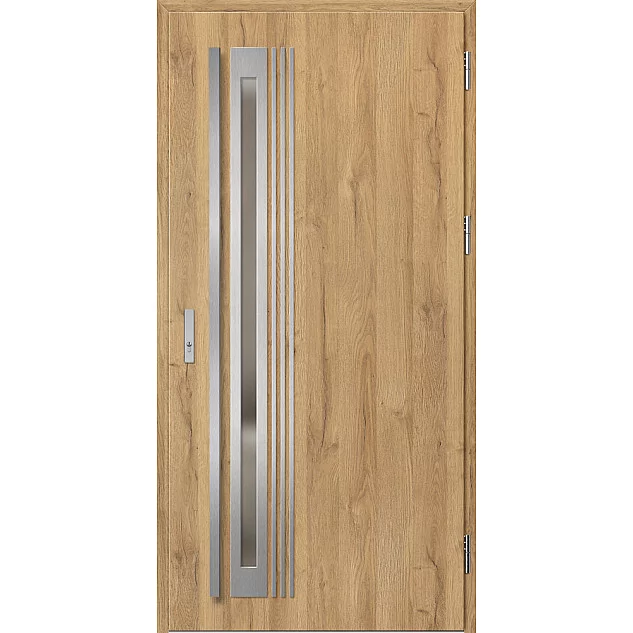Ocelové vchodové dveře - TREBUR 4 - Dub Natur, Label Inox Ocelové vchodové dveře ERKADO - TREBUR 4 - Dub Natur, Label Inox