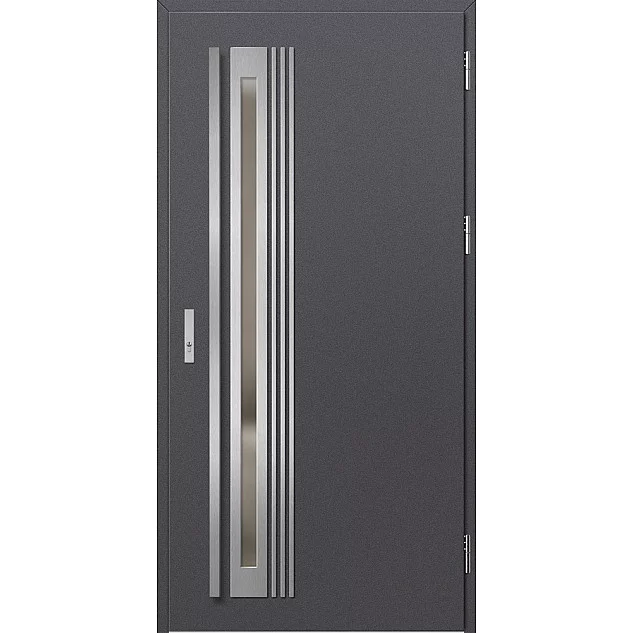 Ocelové vchodové dveře - TREBUR 4 - Hladký Antracit, Label Inox Ocelové vchodové dveře ERKADO - TREBUR 4 - Hladký Antracit, Label Inox