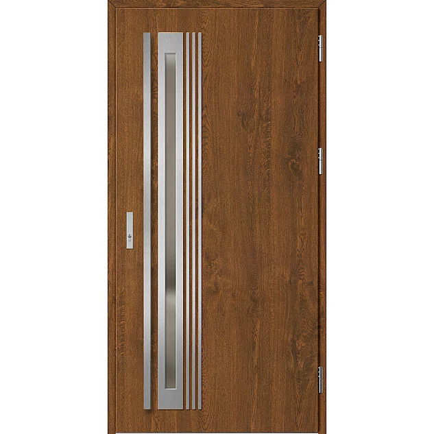 Ocelové vchodové dveře - TREBUR 4 - Ořech, Label Inox Ocelové vchodové dveře ERKADO - TREBUR 4 - Ořech, Label Inox