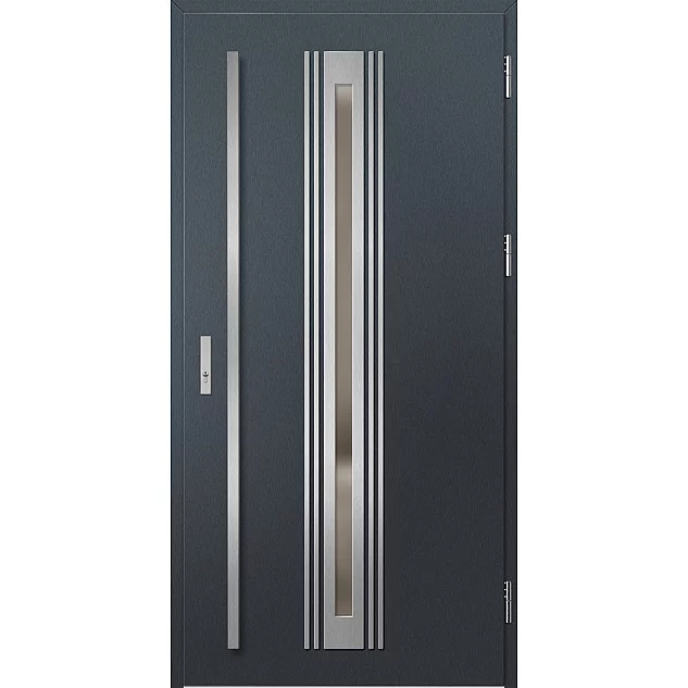 Ocelové vchodové dveře - TREBUR 5 - Antracit Struktura, Label Inox Ocelové vchodové dveře ERKADO - TREBUR 5 - Antracit Struktura, Label Inox