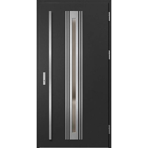 Ocelové vchodové dveře - TREBUR 5 - Černá, Label Inox Ocelové vchodové dveře ERKADO - TREBUR 5 - Černá, Label Inox