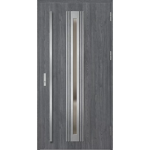Ocelové vchodové dveře - TREBUR 5 - Dub Antracit, Label Inox Ocelové vchodové dveře ERKADO - TREBUR 5 - Dub Antracit, Label Inox