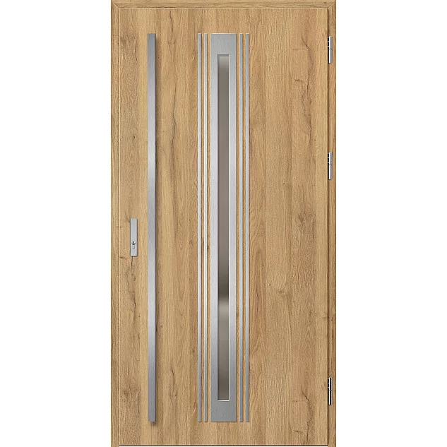 Ocelové vchodové dveře - TREBUR 5 - Dub Natur, Label Inox Ocelové vchodové dveře ERKADO - TREBUR 5 - Dub Natur, Label Inox
