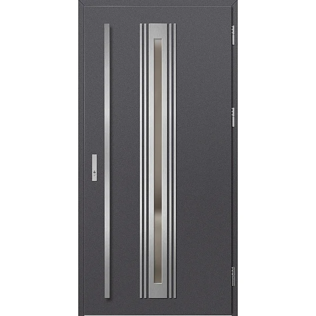 Ocelové vchodové dveře - TREBUR 5 - Hladký Antracit, Label Inox Ocelové vchodové dveře ERKADO - TREBUR 5 - Hladký Antracit, Label Inox