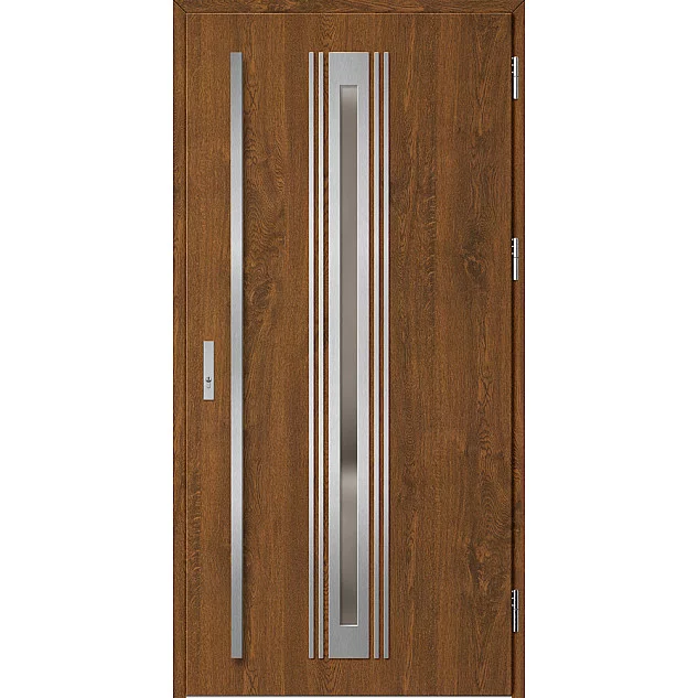 Ocelové vchodové dveře - TREBUR 5 - Ořech, Label Inox Ocelové vchodové dveře ERKADO - TREBUR 5 - Ořech, Label Inox