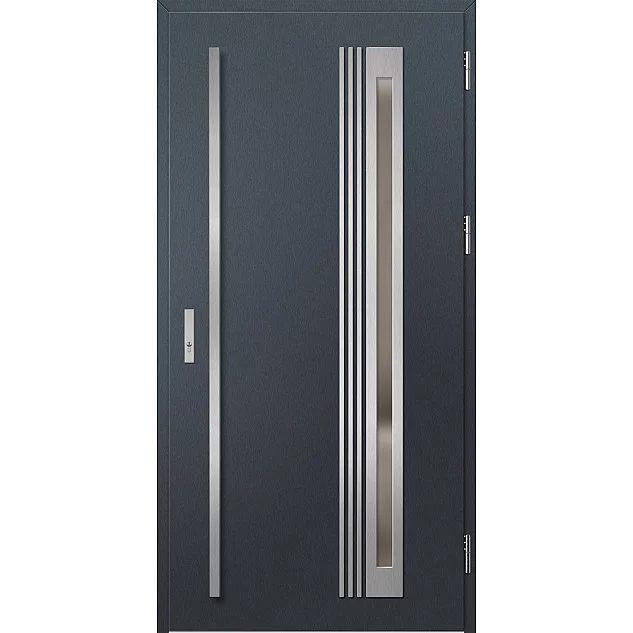 Ocelové vchodové dveře - TREBUR 6 - Antracit Struktura, Label Inox Ocelové vchodové dveře ERKADO - TREBUR 6 - Antracit Struktura, Label Inox