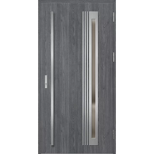 Ocelové vchodové dveře - TREBUR 6 - Dub Antracit, Label Inox Ocelové vchodové dveře ERKADO - TREBUR 6 - Dub Antracit, Label Inox