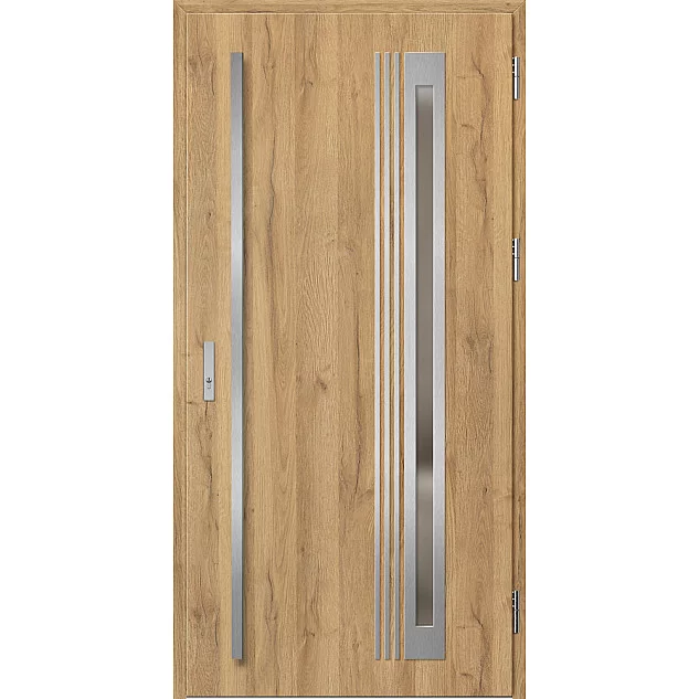 Ocelové vchodové dveře - TREBUR 6 - Dub Natur, Label Inox Ocelové vchodové dveře ERKADO - TREBUR 6 - Dub Natur, Label Inox