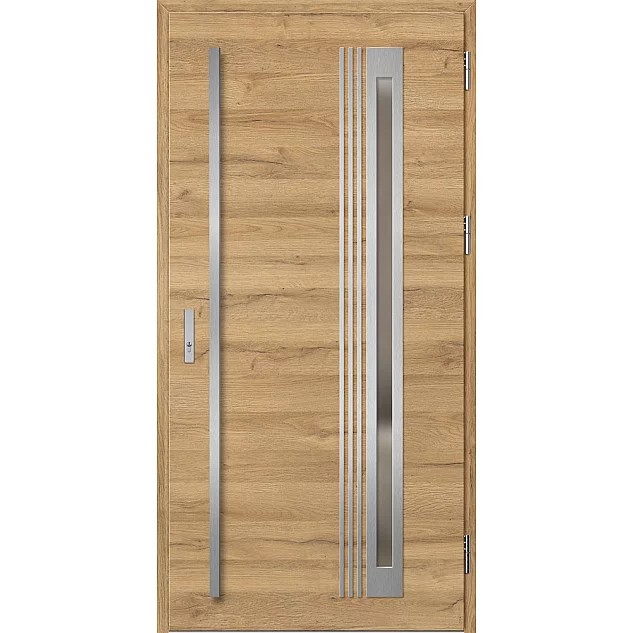 Ocelové vchodové dveře - TREBUR 6 - Dub Natur Příčný, Label Inox Ocelové vchodové dveře ERKADO - TREBUR 6 - Dub Natur Příčný, Label Inox