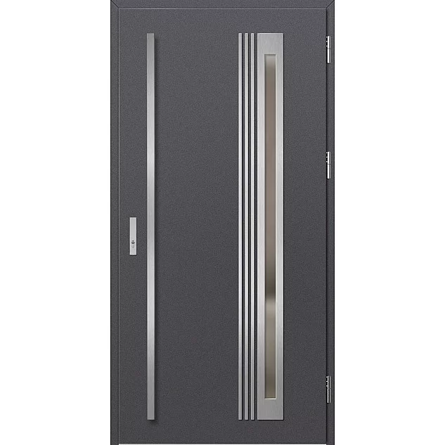 Ocelové vchodové dveře - TREBUR 6 - Hladký Antracit, Label Inox Ocelové vchodové dveře ERKADO - TREBUR 6 - Hladký Antracit, Label Inox