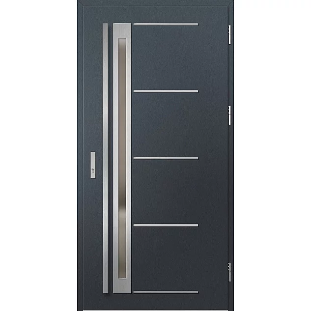 Ocelové vchodové dveře - TREBUR 7 - Antracit Struktura, Label Inox Ocelové vchodové dveře ERKADO - TREBUR 7 - Antracit Struktura, Label Inox