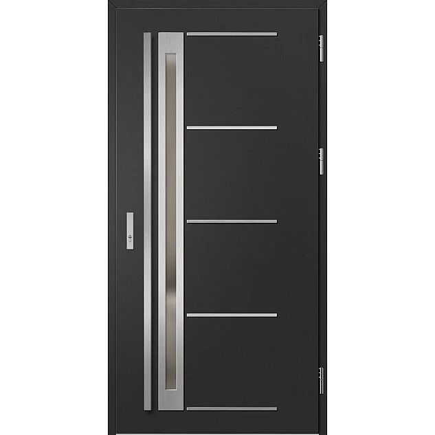 Ocelové vchodové dveře - TREBUR 7 - Černá, Label Inox Ocelové vchodové dveře ERKADO - TREBUR 7 - Černá, Label Inox